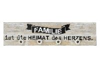 Holzschild Familie ist... Vintage 60x5xH15cm Hakenleiste die Heimat des Herzens  523224